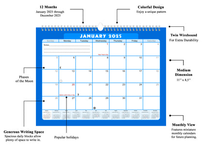 2024-2025 Monthly Spiral-Bound Wall / Desk Calendar - Desktop / Wall Blotter Calendar / Planner - (Edition #06)