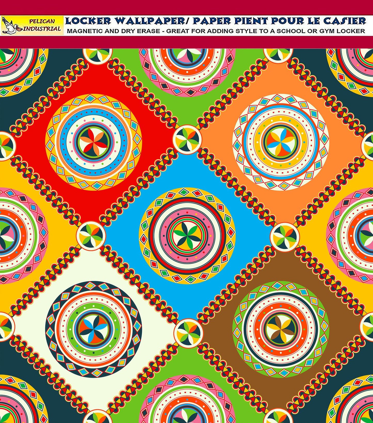 Deluxe School Locker Magnetic Wallpaper (Full sheet Magnetic) - Full Cover Standard Half Lockers - Trimmable, Easy Install, Remove & Reuse - Pack of 12 Sheets - Geometric (vg 019)
