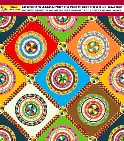 Deluxe School Locker Magnetic Wallpaper (Full sheet Magnetic) - Full Cover Standard Half Lockers - Trimmable, Easy Install, Remove & Reuse - Pack of 12 Sheets - Geometric (vg 019)
