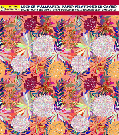 Deluxe School Locker Magnetic Wallpaper  Full Cover Standard Half Lockers Pack of 12 Sheets - (Flowers) (vg 027)