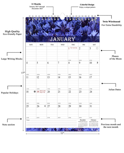 2027 Wall Calendar Spiral-Bound Twin-Wire Binding - 12 Months  04