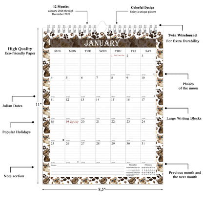 2026 Wall Calendar Spiral-Bound Twin-Wire Binding - 12 Months  17