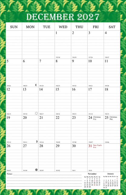2027 Wall Calendar Spiral-Bound Twin-Wire Binding - 12 Months  13