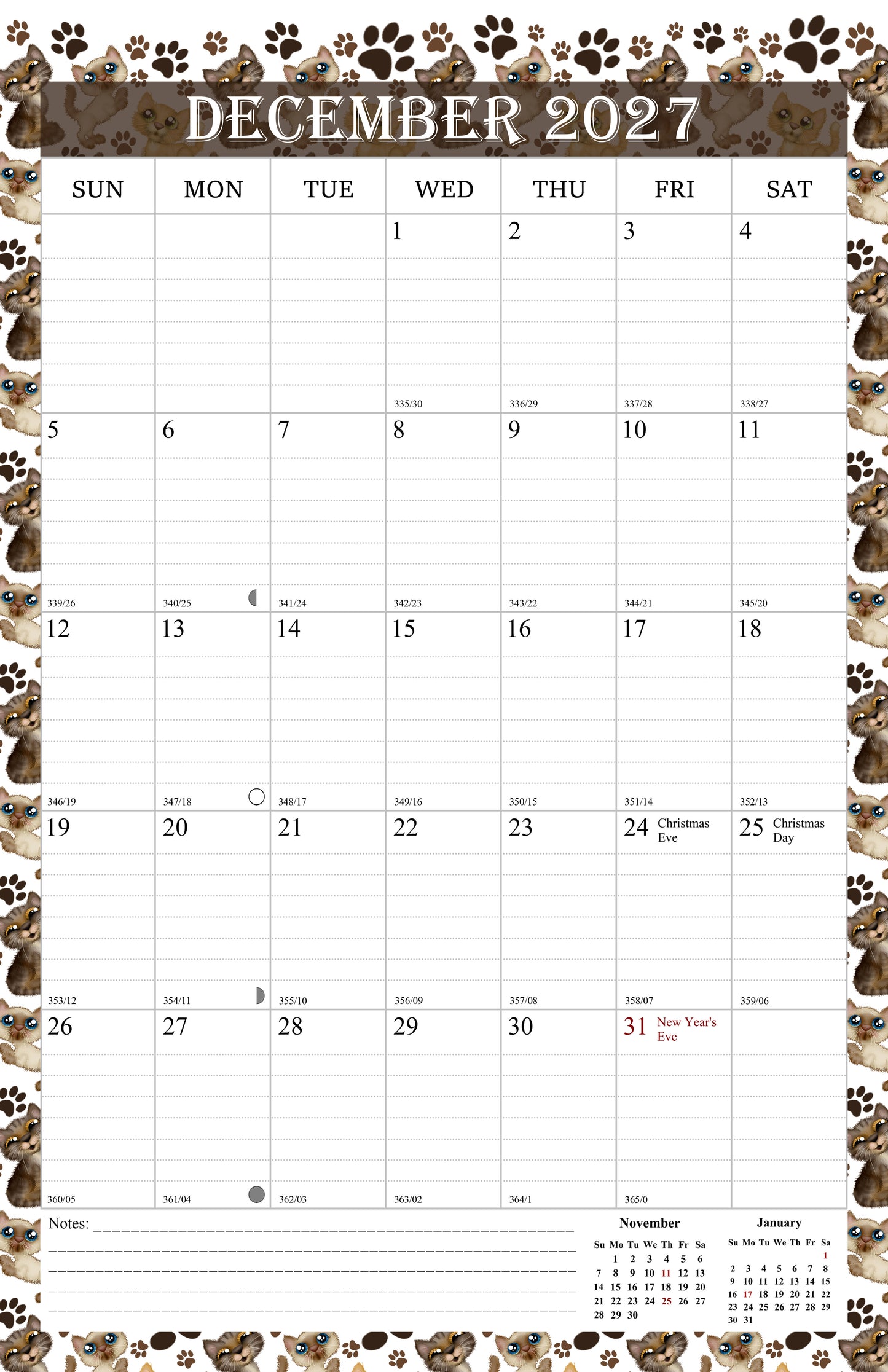 2027 Wall Calendar Spiral-Bound Twin-Wire Binding - 12 Months  17