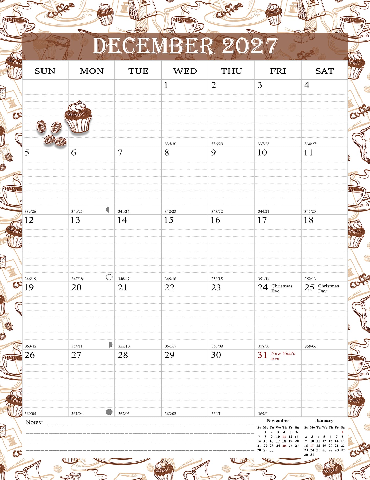 2026-2027 Wall Calendar Spiral-bound Twin-Wire Binding - 18 Months 8.5" x 11" 010