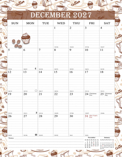 2026-2027 Wall Calendar Spiral-bound Twin-Wire Binding - 18 Months 8.5" x 11" 010