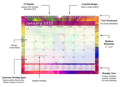 2024-2025 Monthly Spiral-Bound Wall / Desk Calendar - Desktop / Wall Blotter Calendar / Planner - (Edition #26)