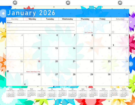 2025 - 2026 Student Calendar/Planner for 3-Ring Binder, Desk, or Wall - v001