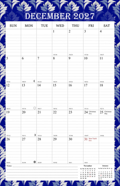 2027 Wall Calendar Spiral-Bound Twin-Wire Binding - 12 Months  14