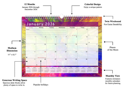 2025-2026 Monthly Spiral-Bound Wall / Desk Calendar - Desktop / Wall Blotter Calendar / Planner - (Edition #26)