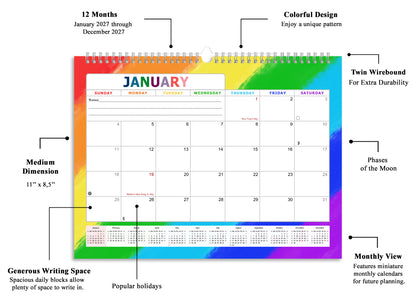 2026-2027 Monthly Spiral-Bound Wall / Desk Calendar - Desktop / Wall Blotter Calendar / Planner - (Edition #28)