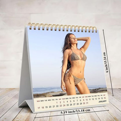 2026-2027 18 Months Standing Flip Desk Calendar Desktop Planner (Babes Bikini)