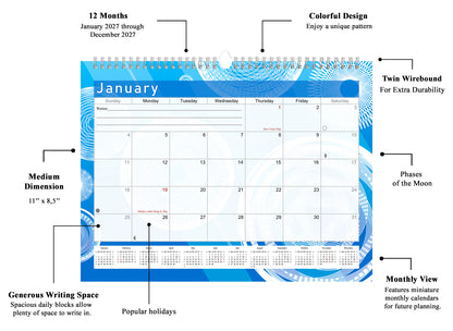 2026-2027 Monthly Spiral-Bound Wall / Desk Calendar - Desktop / Wall Blotter Calendar / Planner - (Edition #02)