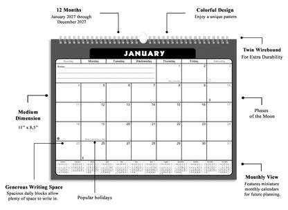 2026-2027 Monthly Spiral-Bound Wall / Desk Calendar - Desktop / Wall Blotter Calendar / Planner - (Edition #31)