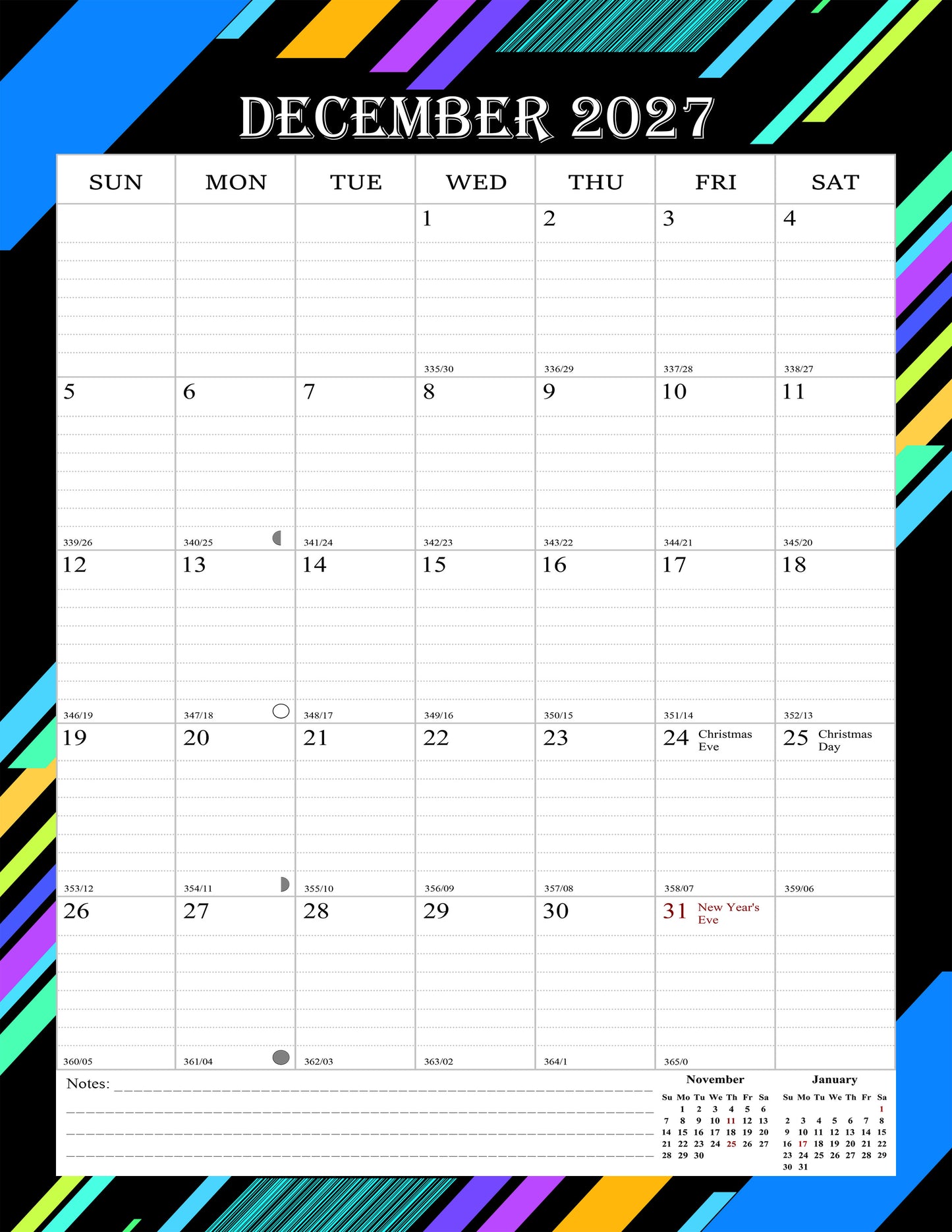 2027 Wall Calendar Spiral-Bound Twin-Wire Binding - 12 Months  08