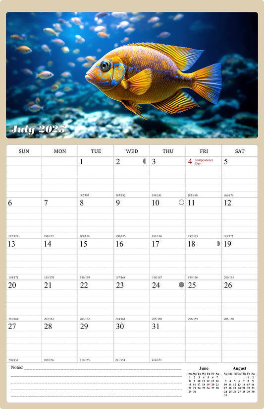 2025 - 2026 Wall Calendar Spiral-bound Twin - 18 Months (Tropical Fishes)