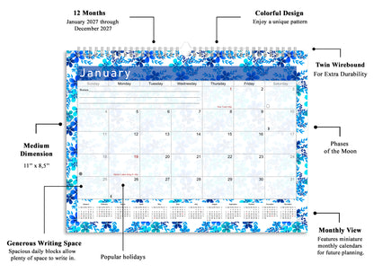 2026-2027 Monthly Spiral-Bound Wall / Desk Calendar - Desktop / Wall Blotter Calendar / Planner - (Edition #22)