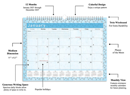 2026-2027 Monthly Spiral-Bound Wall / Desk Calendar - Desktop / Wall Blotter Calendar / Planner - (Edition #18)