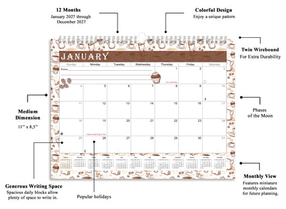 2026-2027 Monthly Spiral-Bound Wall / Desk Calendar - Desktop / Wall Blotter Calendar / Planner - (Edition #30)