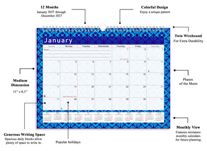 2026-2027 Monthly Spiral-Bound Wall / Desk Calendar - Desktop / Wall Blotter Calendar / Planner - (Edition #17)