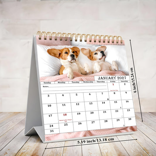 2027-12 Months Desk Calendar Desktop Planner with To-Do List (Dogs)