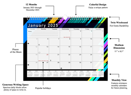2024-2025 Monthly Spiral-Bound Wall / Desk Calendar - Desktop / Wall Blotter Calendar / Planner - (Edition #13)