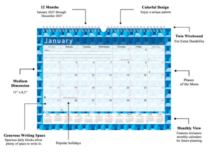 2026-2027 Monthly Spiral-Bound Wall / Desk Calendar - Desktop / Wall Blotter Calendar / Planner - (Edition #03)