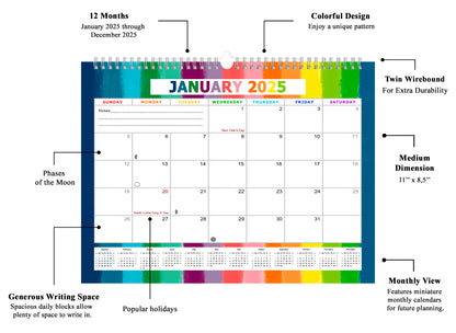 2024-2025 Monthly Spiral-Bound Wall / Desk Calendar - Desktop / Wall Blotter Calendar / Planner - (Edition #27)
