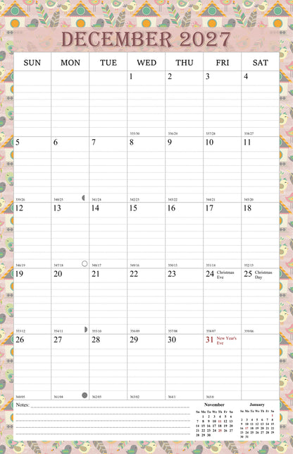2027 Wall Calendar Spiral-Bound Twin-Wire Binding - 12 Months  16