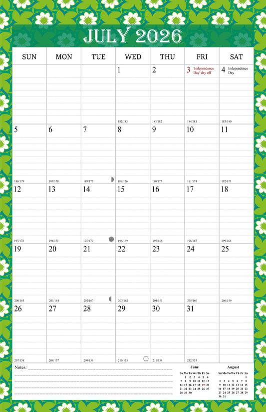 2026-2027 Wall Calendar Spiral-bound Twin-Wire Binding - 18 Months 11" x 17" 013