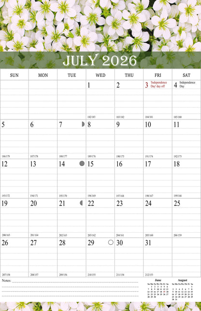 2026-2027 Wall Calendar Spiral-bound Twin-Wire Binding - 18 Months 11" x 17" 04