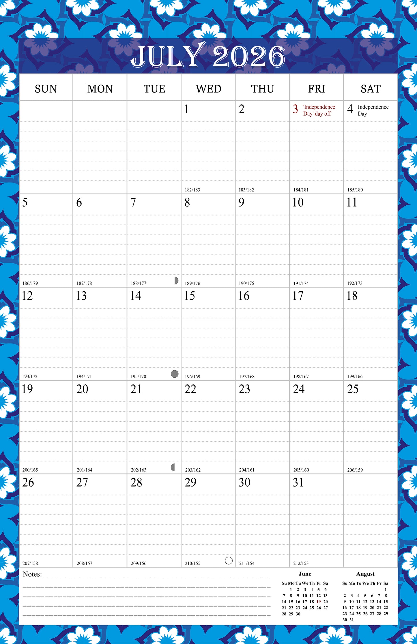 2026-2027 Wall Calendar Spiral-bound Twin-Wire Binding - 18 Months 11" x 17" 014