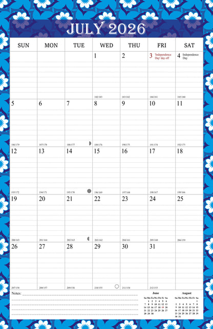 2026-2027 Wall Calendar Spiral-bound Twin-Wire Binding - 18 Months 11" x 17" 014