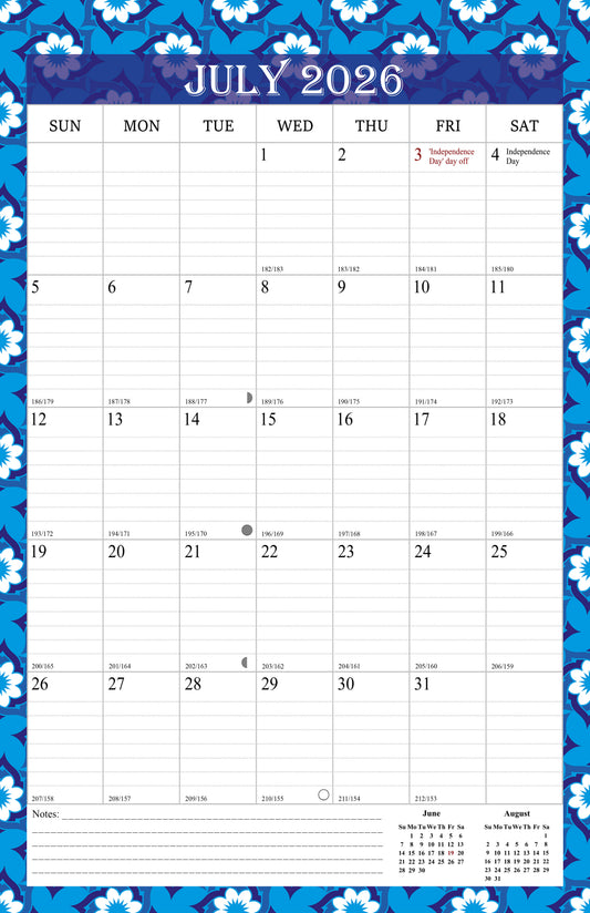 2026-2027 Wall Calendar Spiral-bound Twin-Wire Binding - 18 Months 11" x 17" 014