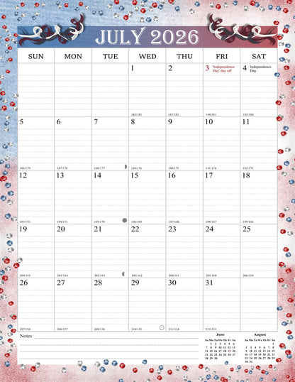 2026-2027 Wall Calendar Spiral-bound Twin-Wire Binding - 18 Months 8.5" x 11" 012