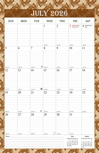 2026-2027 Wall Calendar Spiral-bound Twin-Wire Binding - 18 Months 11" x 17" 02