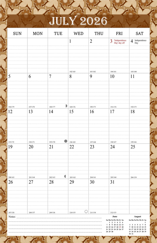 2026-2027 Wall Calendar Spiral-bound Twin-Wire Binding - 18 Months 11" x 17" 02