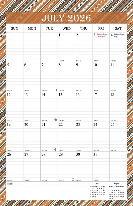 2026-2027 Wall Calendar Spiral-bound Twin-Wire Binding - 18 Months 11" x 17" 011