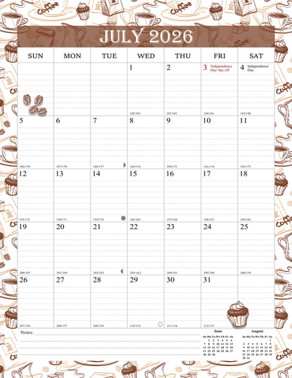 2026-2027 Wall Calendar Spiral-bound Twin-Wire Binding - 18 Months 8.5" x 11" 010