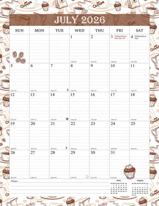 2026-2027 Wall Calendar Spiral-bound Twin-Wire Binding - 18 Months 8.5" x 11" 010