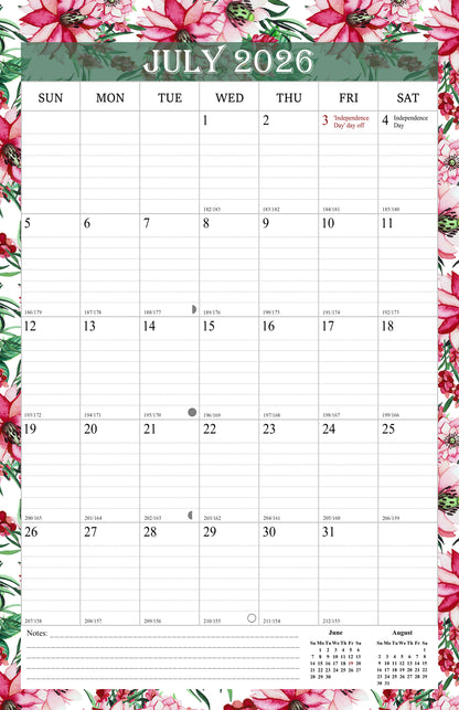 2026-2027 Wall Calendar Spiral-bound Twin-Wire Binding - 18 Months 11" x 17" 01