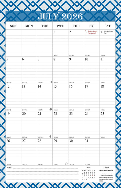 2026-2027 Wall Calendar Spiral-bound Twin-Wire Binding - 18 Months 11" x 17" 03