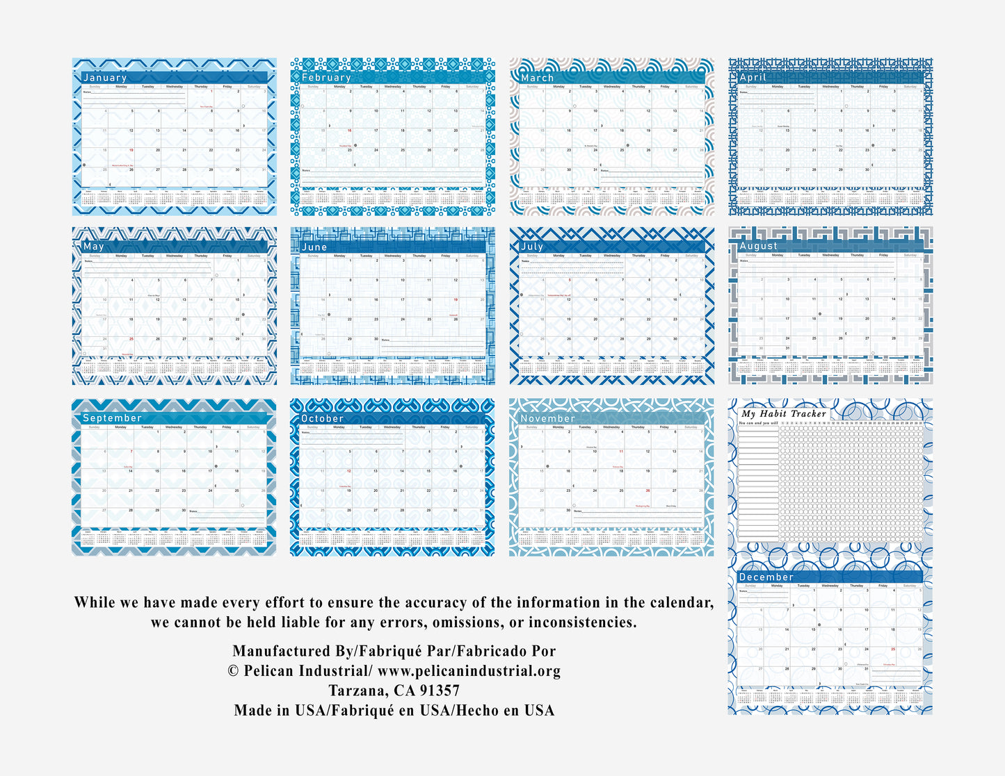 2027 Monthly Desktop/Wall Calendar/Planner - Habit Tracker - (Edition #04)