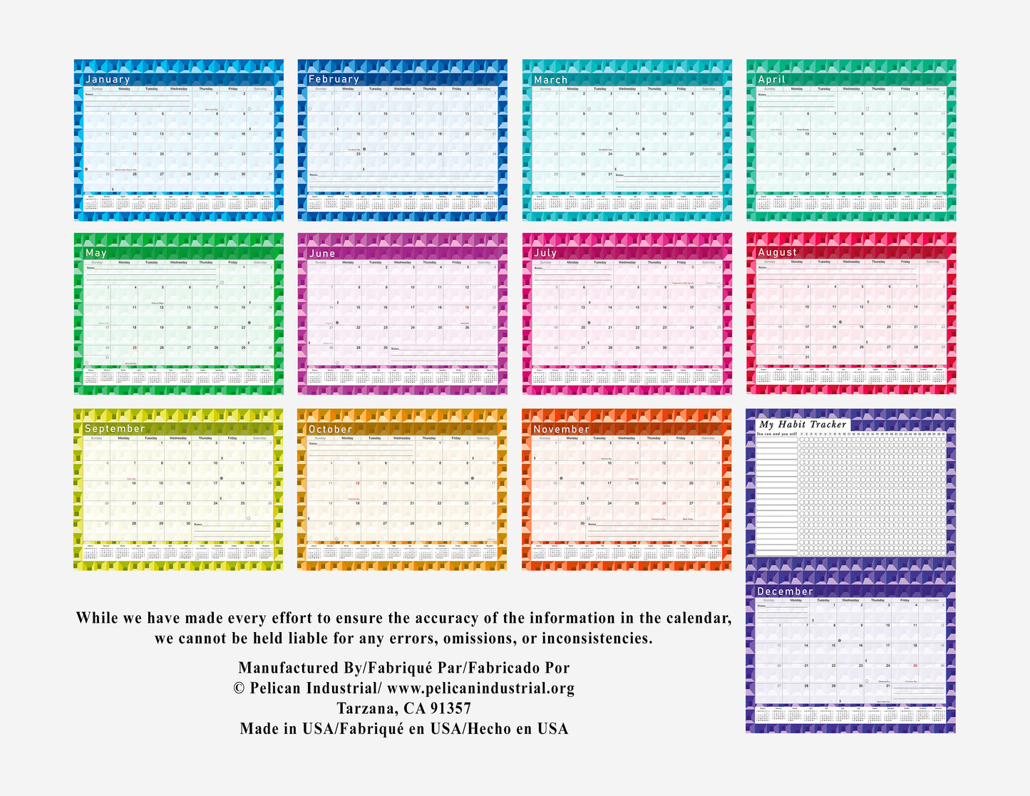 2027 Monthly Desktop/Wall Calendar/Planner - Habit Tracker - (Edition #03)