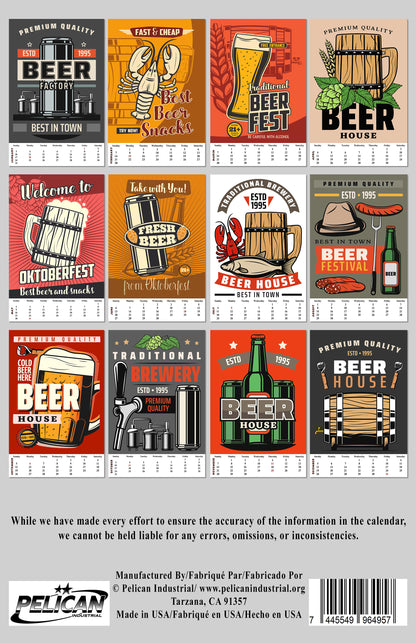 2027 Wall Oversized Art Poster Calendar Spiral-bound Twin-Wire Binding- Beer