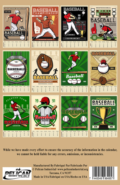 2027 Wall Oversized Art Poster Calendar Spiral-bound Twin-Wire Binding- Baseball