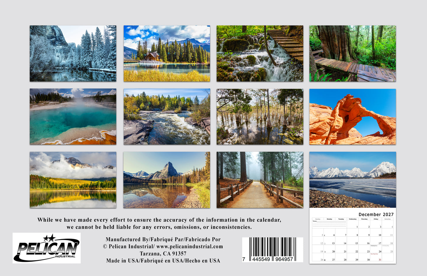 2027 Spiral-bound Wall Calendar (National Park) - 12 Months Desktop/Wall Calendar/Planner
