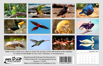 2027 Spiral-bound Wall Calendar (Exotic Birds) - 12 Months Desktop/Wall Calendar/Planner