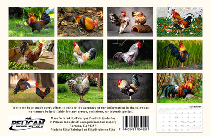 2026 Spiral-bound Wall Calendar (Roosters) - 12 Months Desktop/Wall Calendar/Planner
