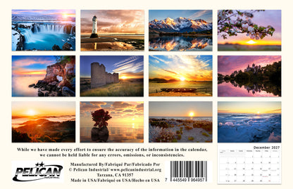 2027 Spiral-bound Wall Calendar (Sunset&Sunrise) - 12 Months Desktop/Wall Calendar/Planner